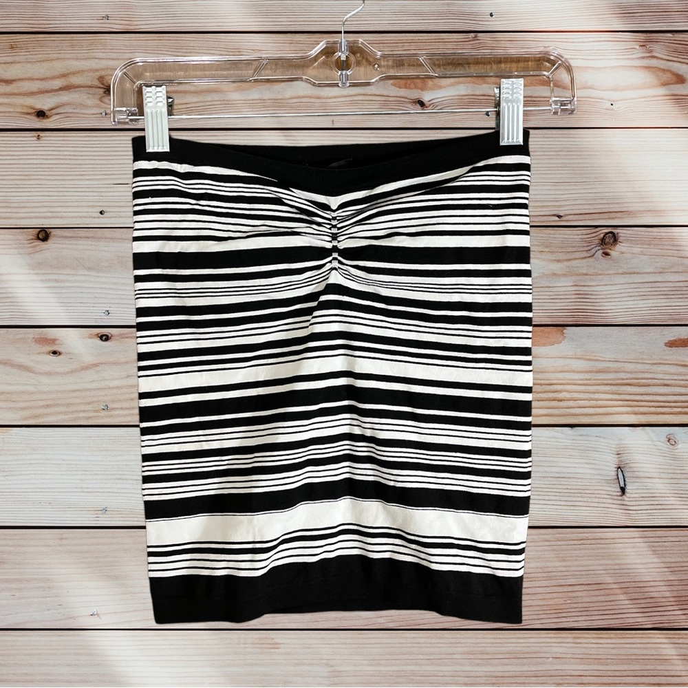 Vintage Y2K Womens Bebe Black White Tube top size M/L Spandex Striped